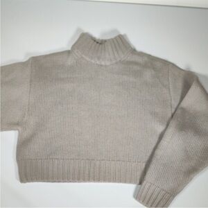 Aritzia Wilfred Free 100% Wool Taupe Mock Neck Sweater